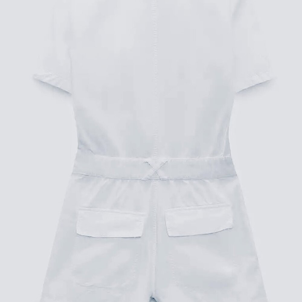 Zara White Denim Romper Womens M NEW - Picture 8 of 13